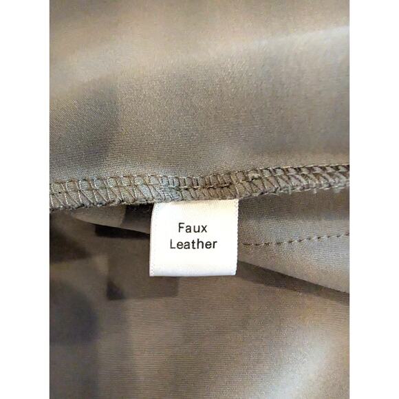 Joan Vass New York Taupe Faux Leather Open Front Blazer Jacket Sz S Long Sleeve - Picture 7 of 8